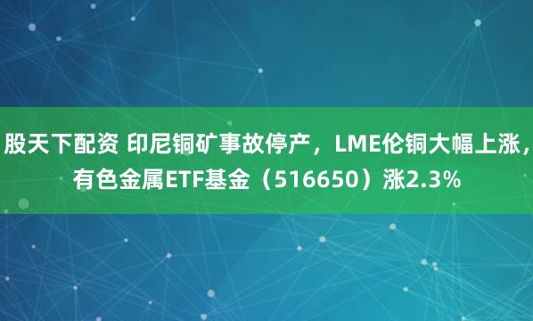 股天下配资 印尼铜矿事故停产，LME伦铜大幅上涨，有色金属ETF基金（516650）涨2.3%